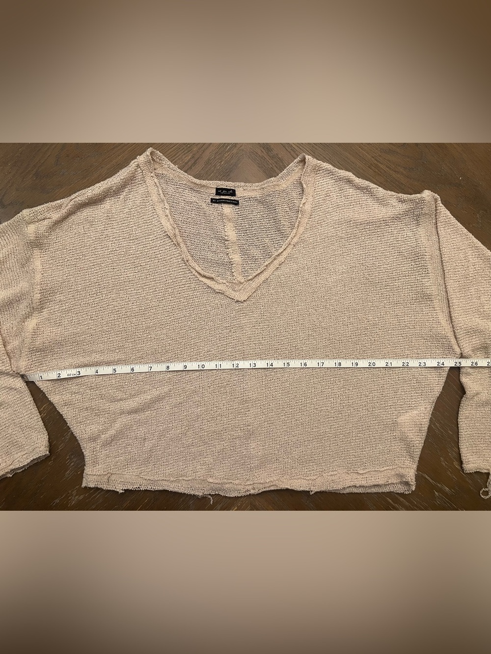 Urban Outfitters Lightweight Beige V-Neck Sweater oversized beachy boho. - Picture 3 of 9